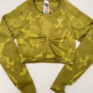 Gymshark green camo crop top